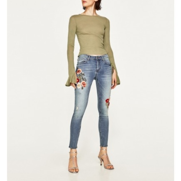 Zara | Jeans | Zara Floral Embroidered Skinny Jeans 75347 | Poshmark
